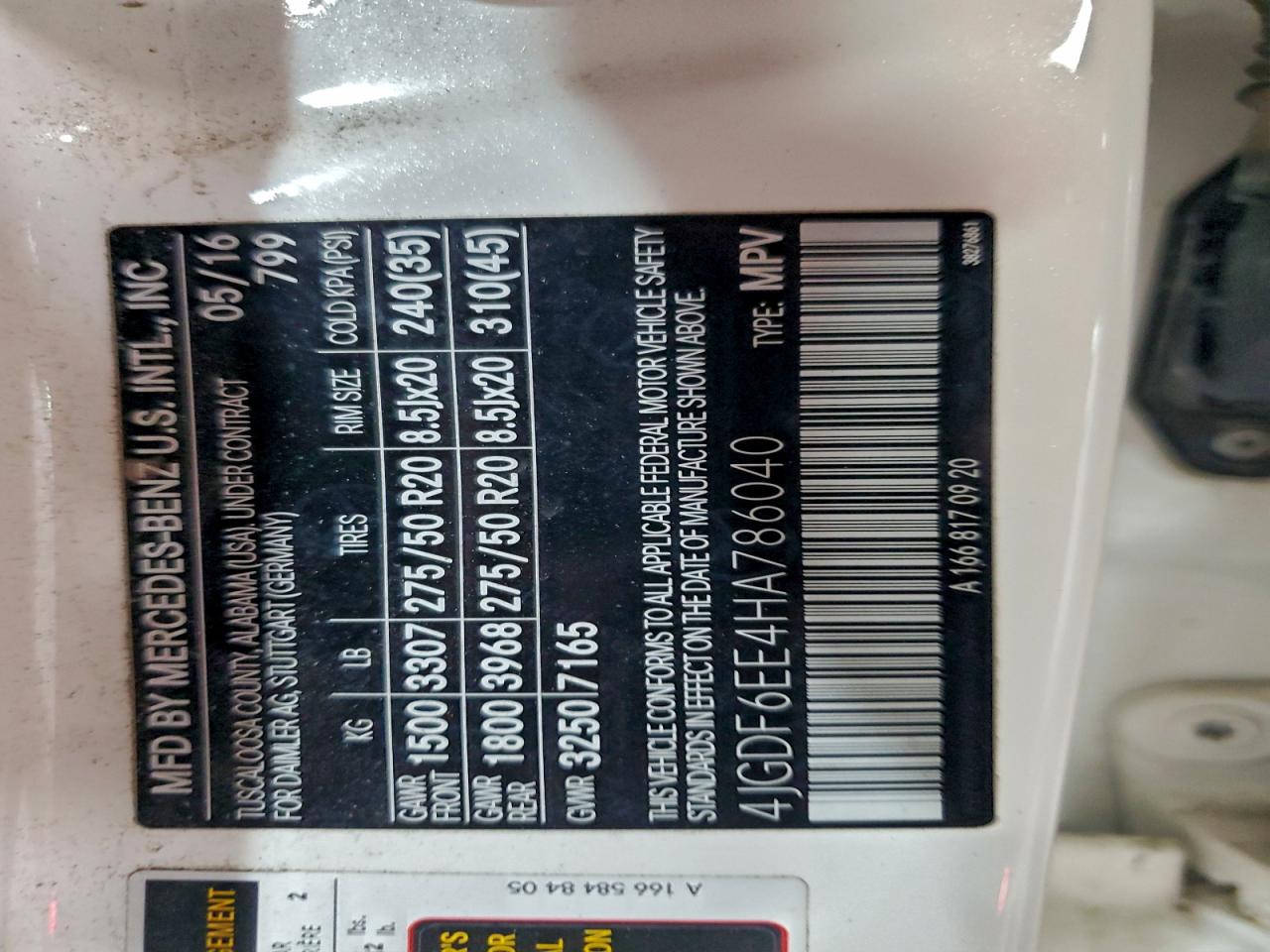 2017 Mercedes-Benz Gls 450 4Matic VIN: 4JGDF6EE4HA786040 Lot: 94369275