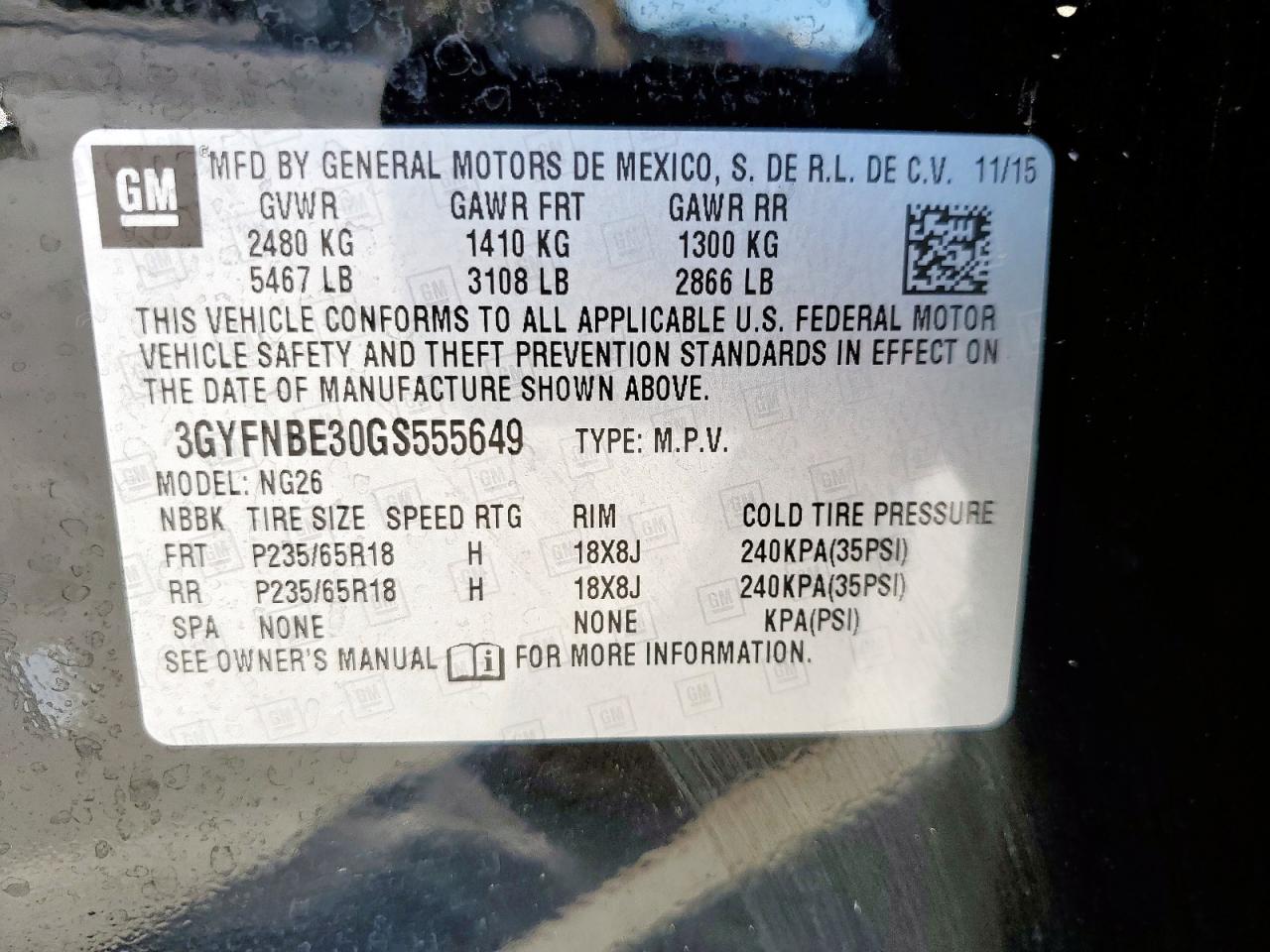 2016 Cadillac Srx Luxury Collection VIN: 3GYFNBE30GS555649 Lot: 91363545