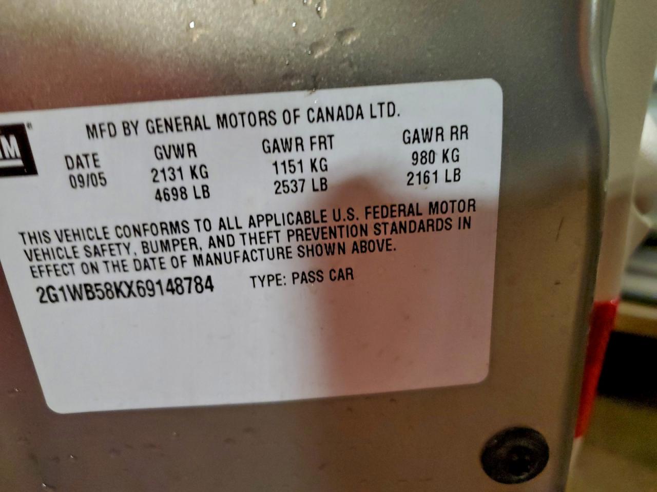 2006 Chevrolet Impala Ls VIN: 2G1WB58KX69148784 Lot: 94352755