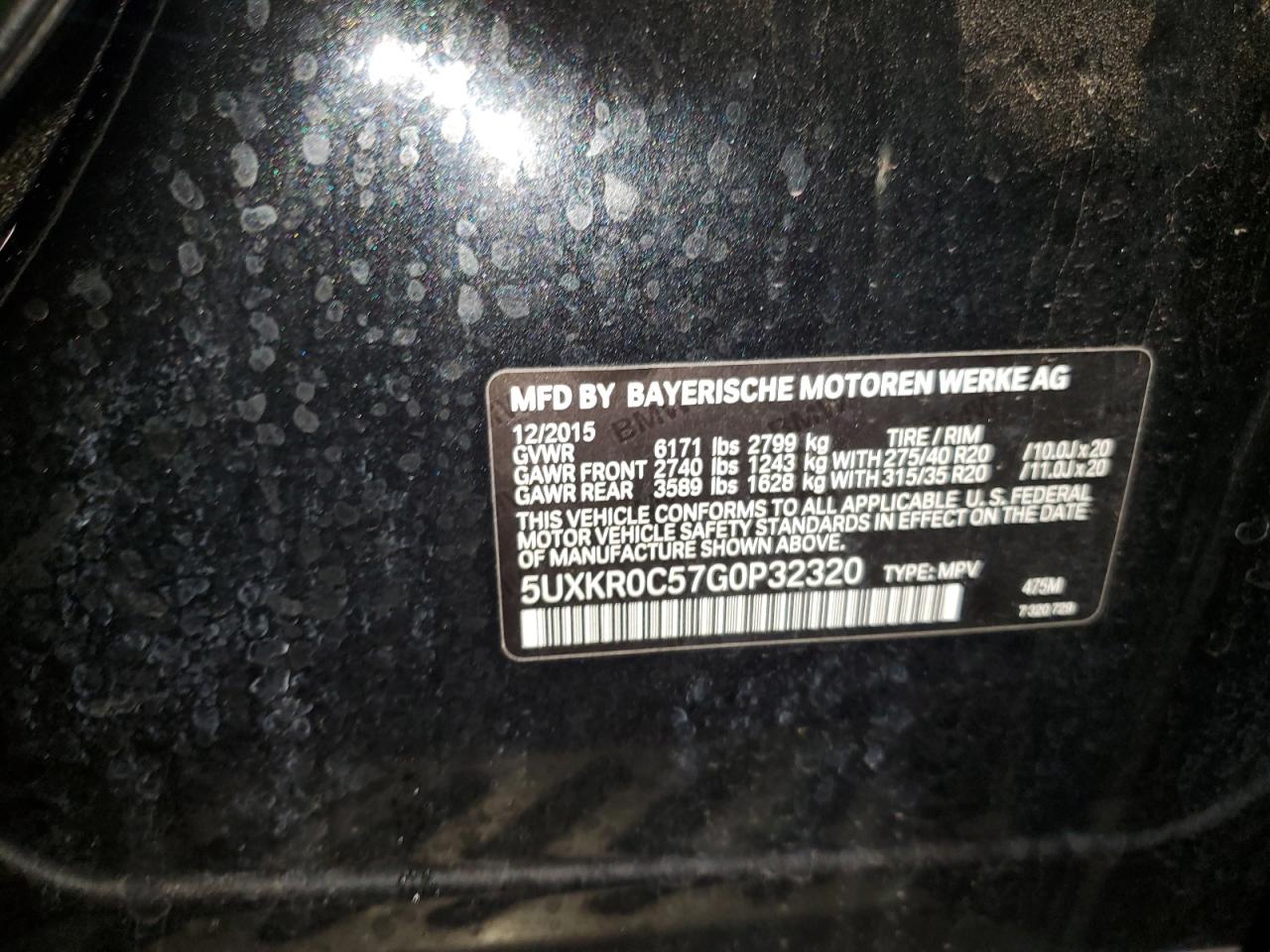 2016 BMW X5 xDrive35I VIN: 5UXKR0C57G0P32320 Lot: 93332255