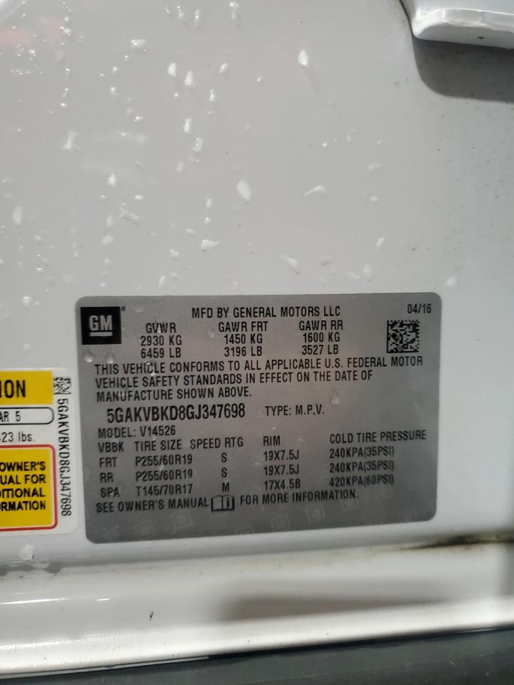 2016 Buick Enclave VIN: 5GAKVBKD8GJ347698 Lot: 91033095