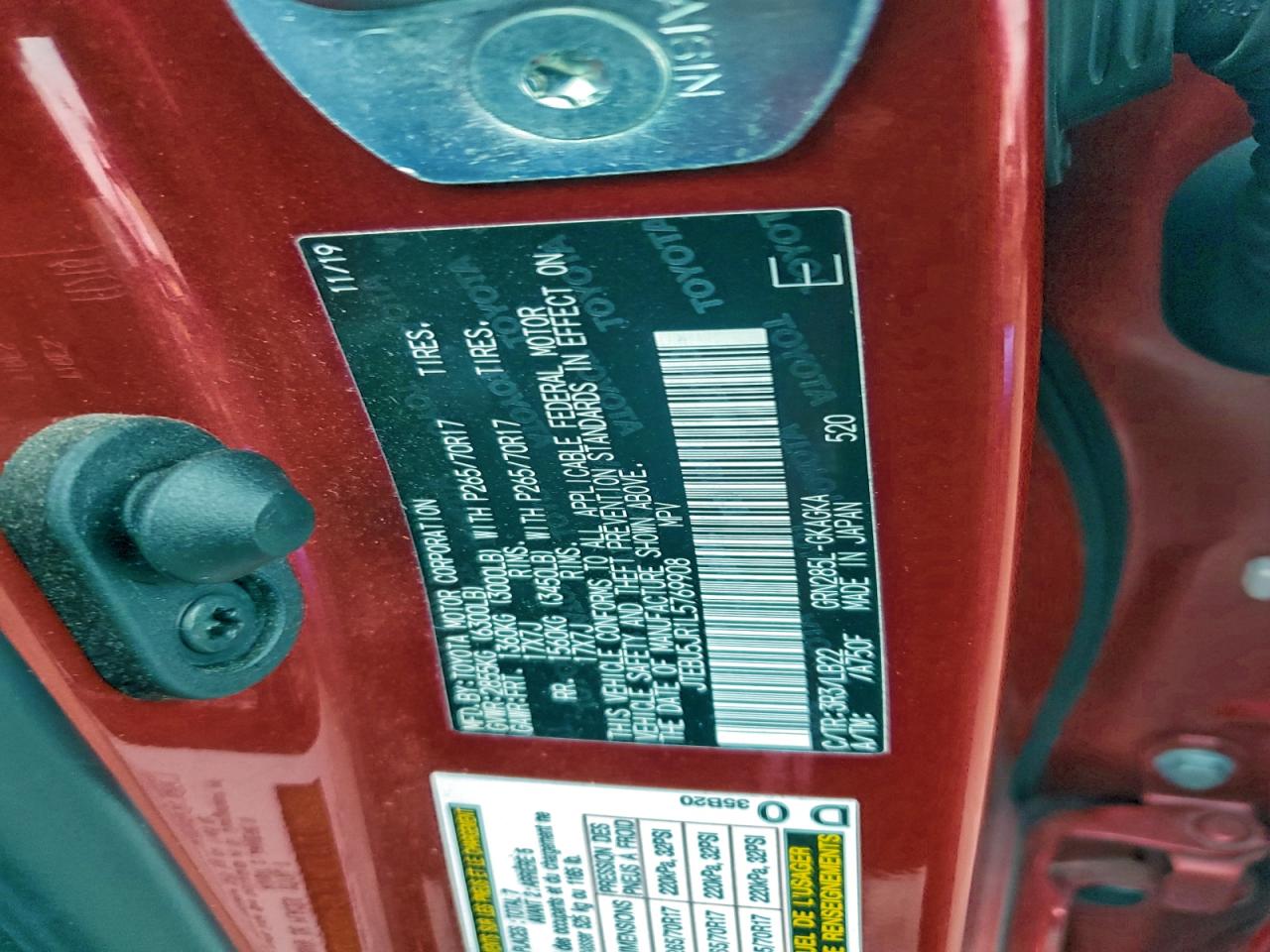 2020 Toyota 4Runner Sr5/Sr5 Premium VIN: JTEBU5JR1L5769908 Lot: 94129345