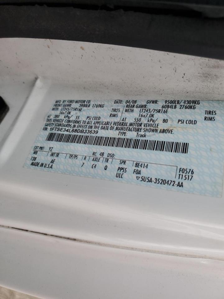 2008 Ford E350 Utility / Service Van VIN: 1FTSE34L68DB33639 Lot: 90423135