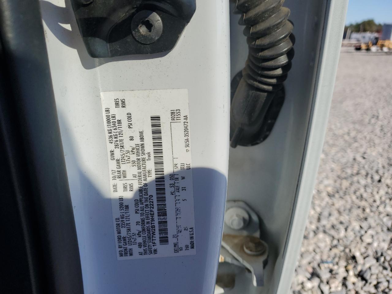 2017 Ford F250 Super Duty VIN: 1FT7W2BT9HEF22270 Lot: 92114675