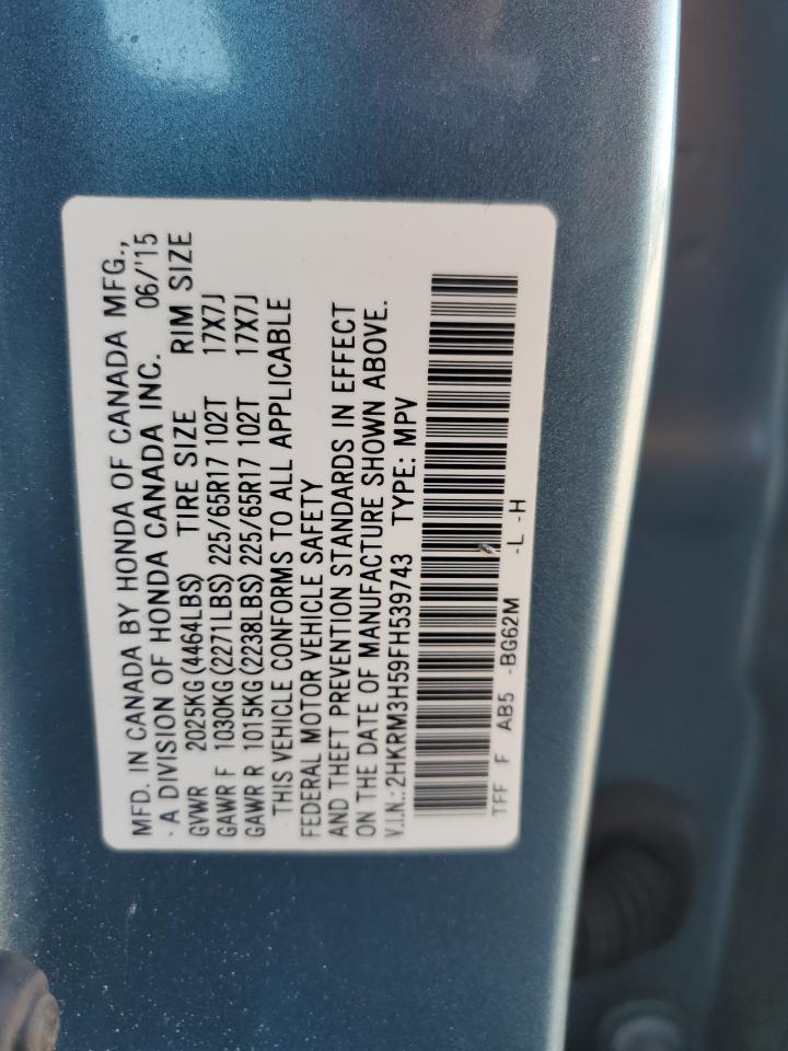 2015 Honda Cr-V Ex VIN: 2HKRM3H59FH539743 Lot: 91398015