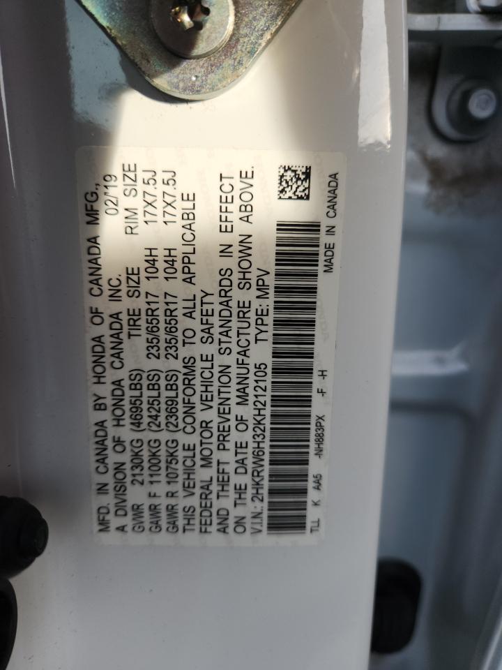2019 Honda Cr-V Lx VIN: 2HKRW6H32KH212105 Lot: 90373205