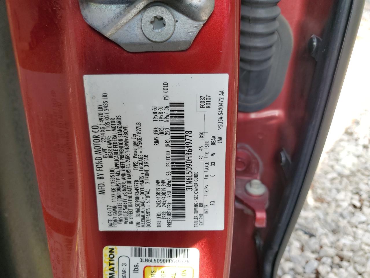 2017 Lincoln Mkz Select VIN: 3LN6L5D90HR649778 Lot: 91059265