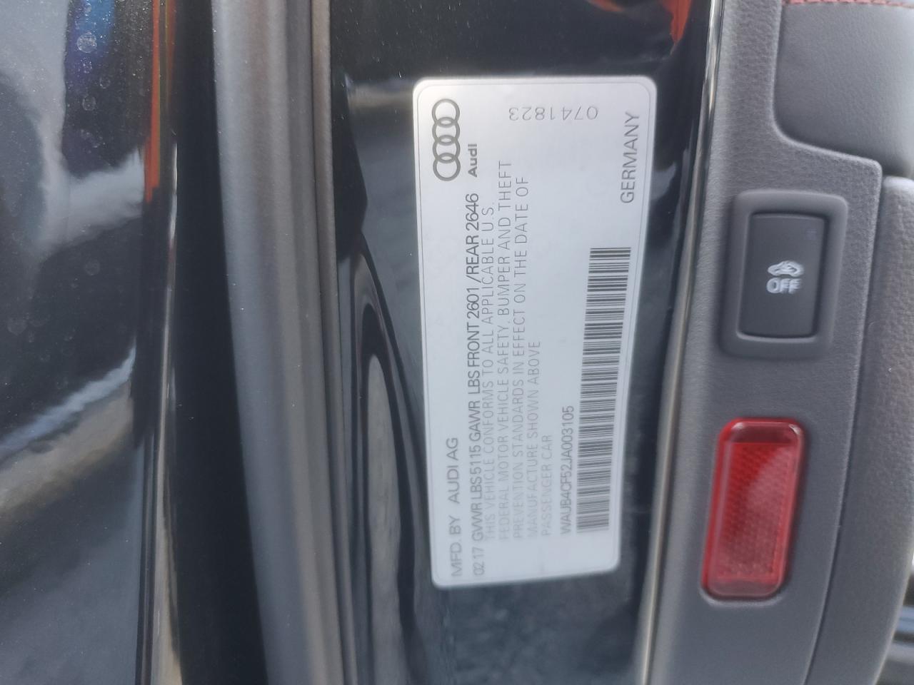 2018 Audi S5 Premium Plus VIN: WAUB4CF52JA003105 Lot: 91591495