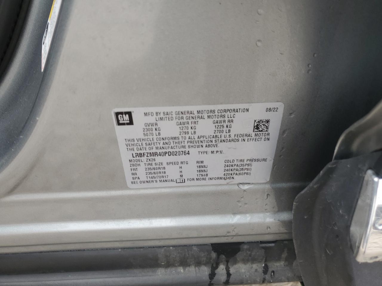 2023 Buick Envision Preferred VIN: LRBFZMR40PD020764 Lot: 91462435