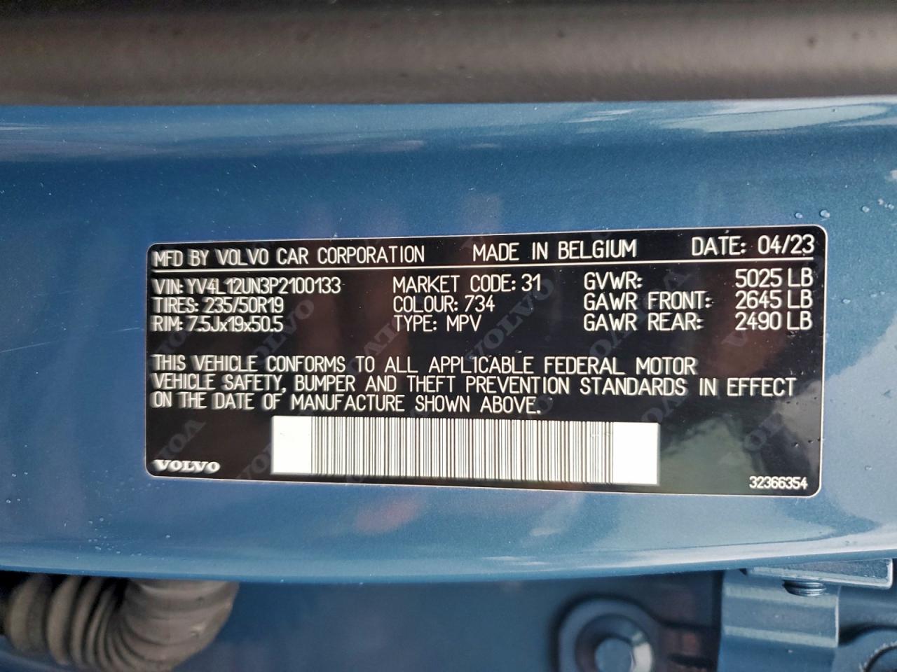 2023 Volvo Xc40 Plus VIN: YV4L12UN3P2100133 Lot: 94182775