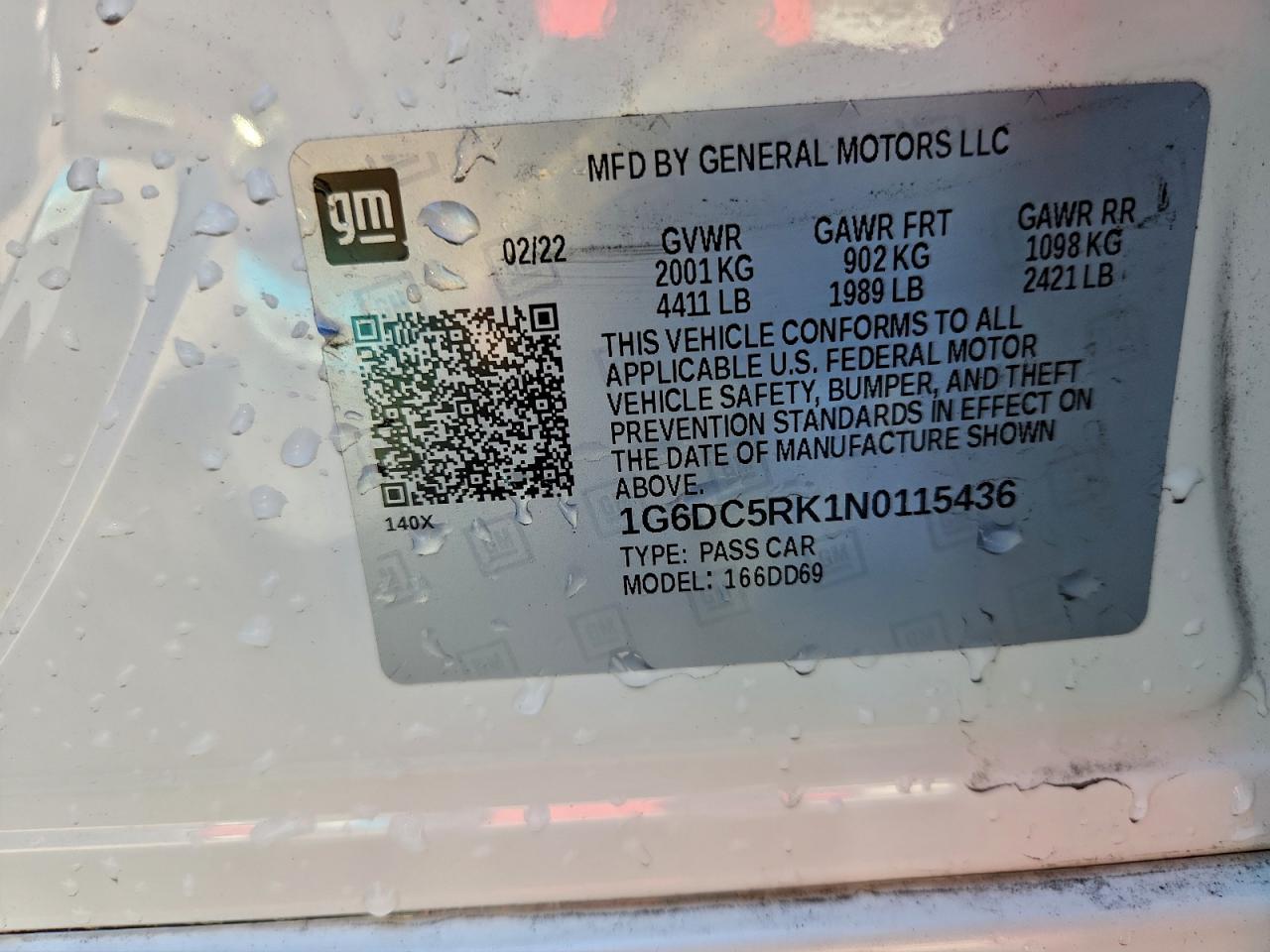 2022 Cadillac Ct4 Sport VIN: 1G6DC5RK1N0115436 Lot: 94234905