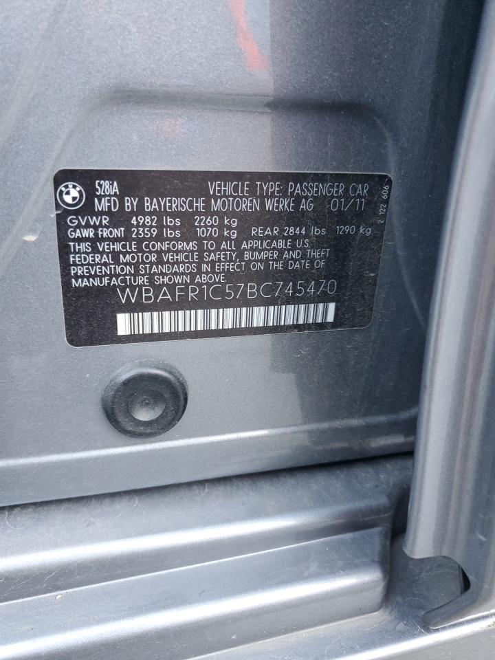 2011 BMW 528 I VIN: WBAFR1C57BC745470 Lot: 91013975