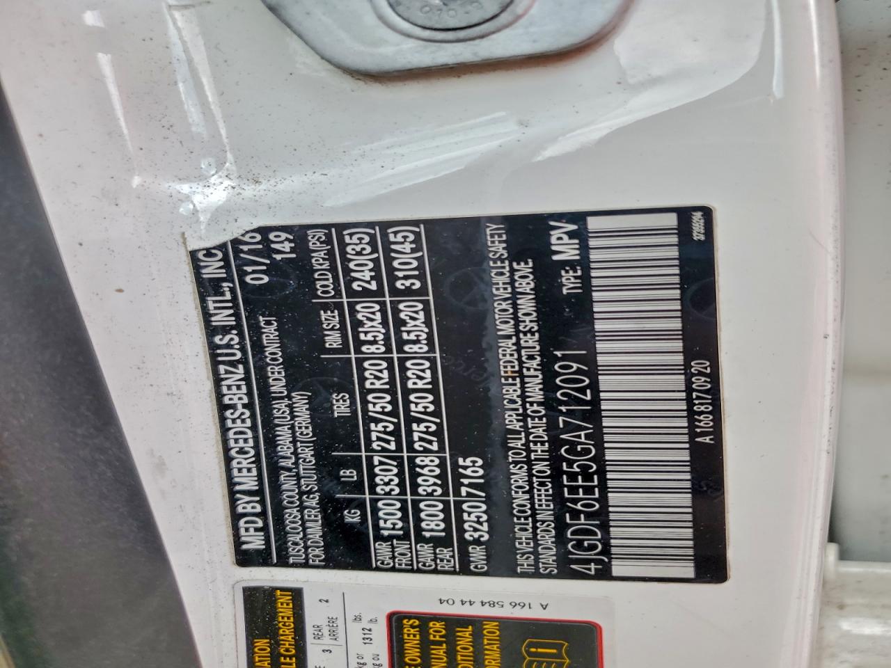 2016 Mercedes-Benz Gl 450 4Matic VIN: 4JGDF6EE5GA712091 Lot: 94335045