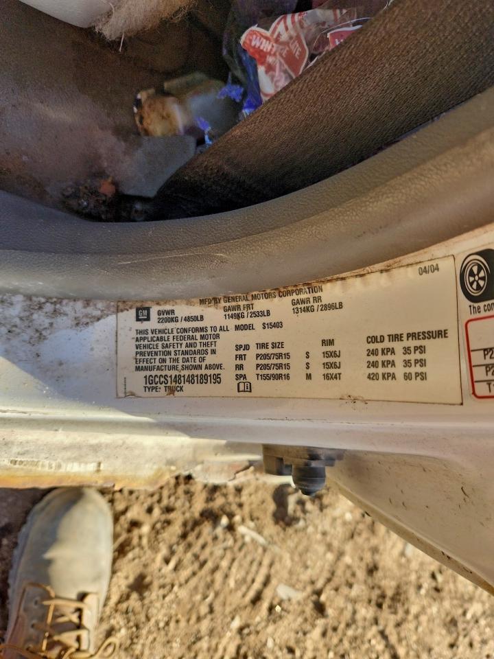 2004 Chevrolet Colorado VIN: 1GCCS148148189195 Lot: 94194295