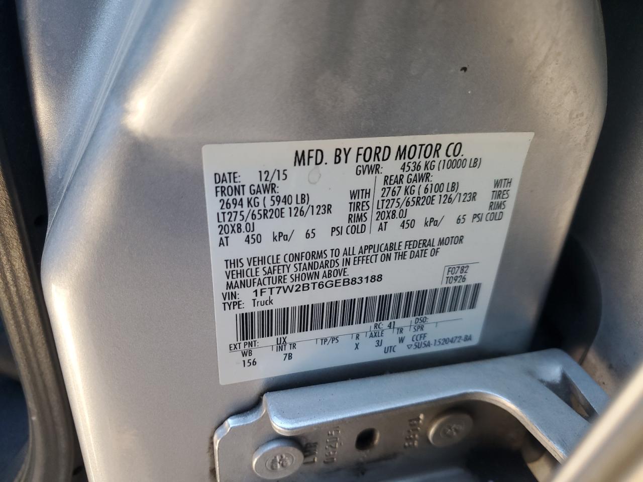 2016 Ford F250 Super Duty VIN: 1FT7W2BT6GEB83188 Lot: 90866245