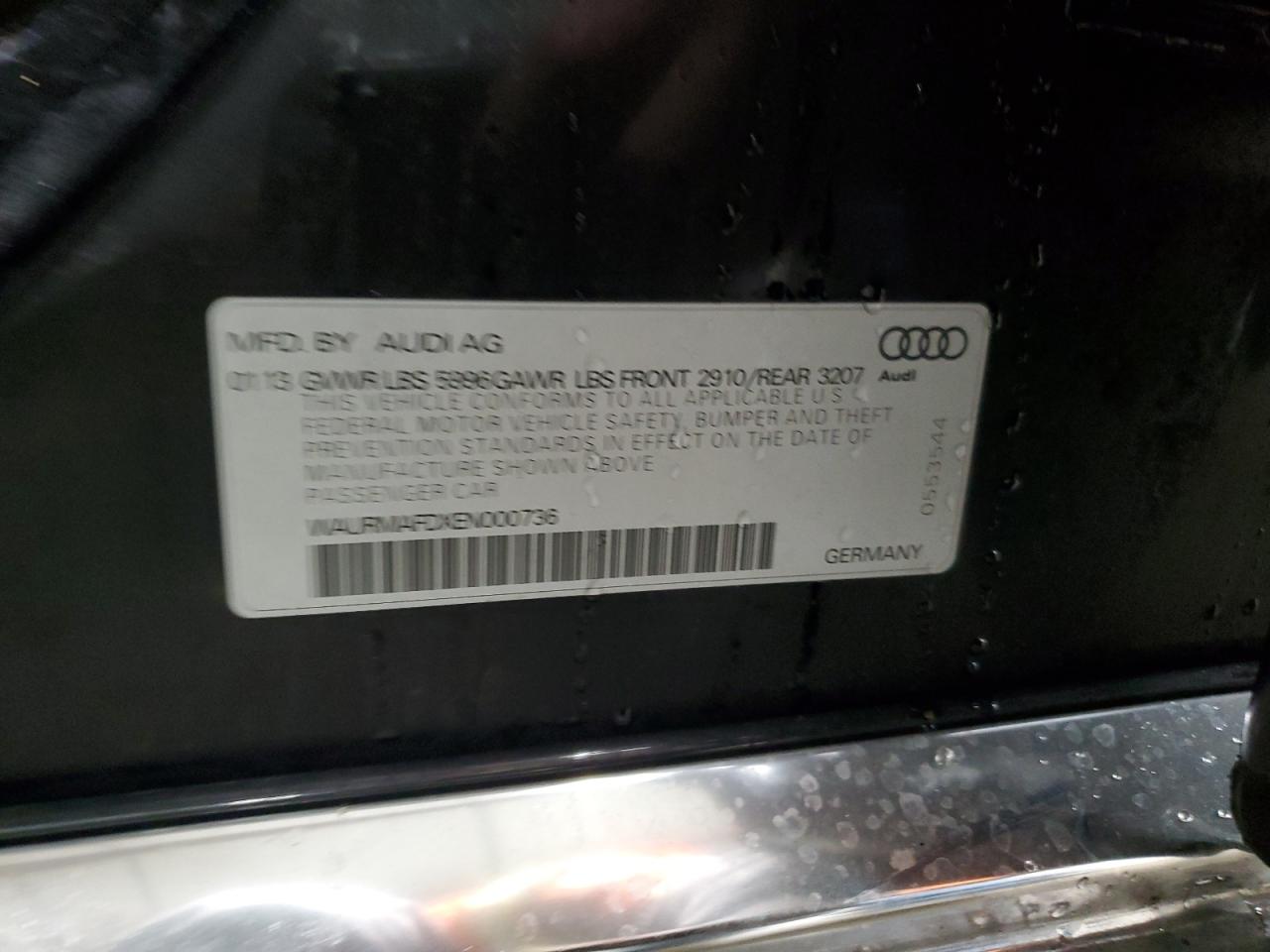 2014 Audi A8 L Tdi Quattro VIN: WAURMAFDXEN000736 Lot: 92262285