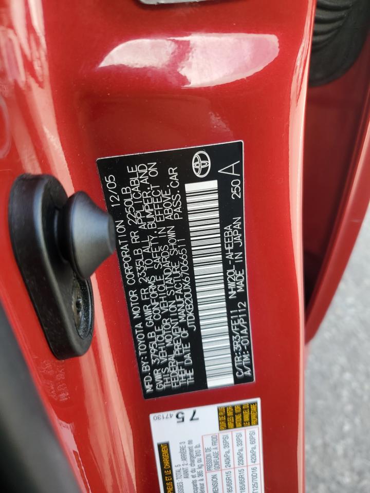 2006 Toyota Prius VIN: JTDKB20UX67066511 Lot: 93151235