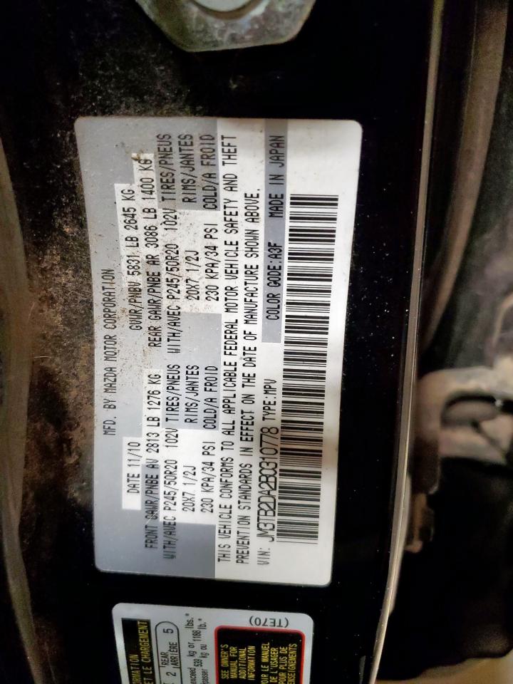 2011 Mazda Cx-9 VIN: JM3TB2DA2B0310778 Lot: 90758055