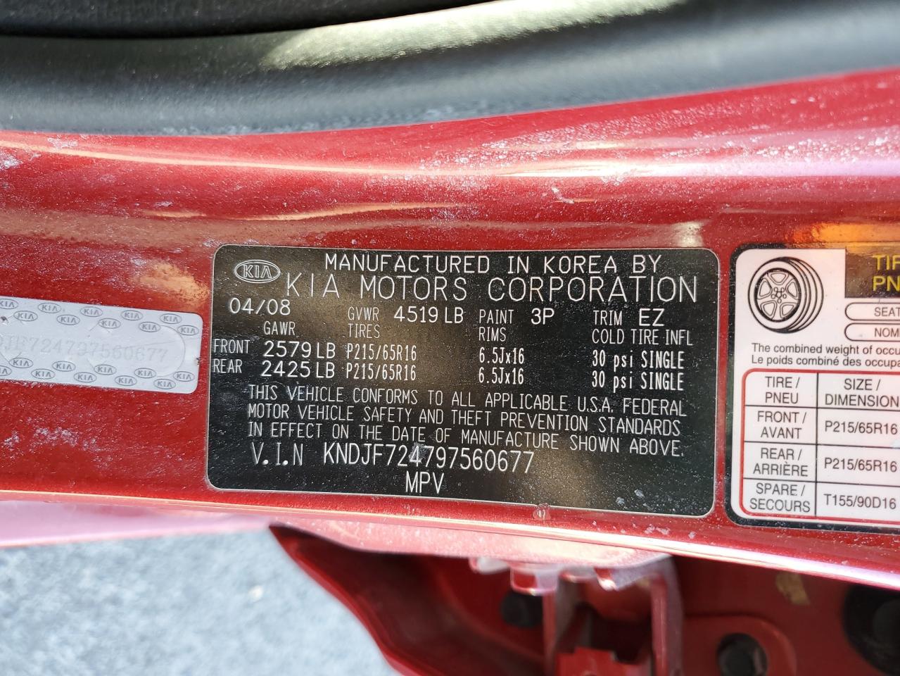 2009 Kia Sportage Lx VIN: KNDJF724797560677 Lot: 92997145