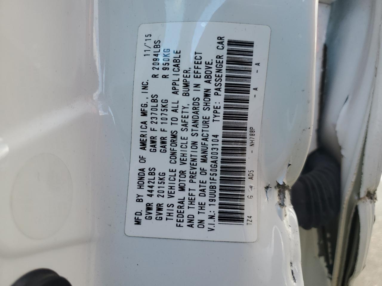 2016 Acura Tlx Tech VIN: 19UUB1F50GA003104 Lot: 93516085