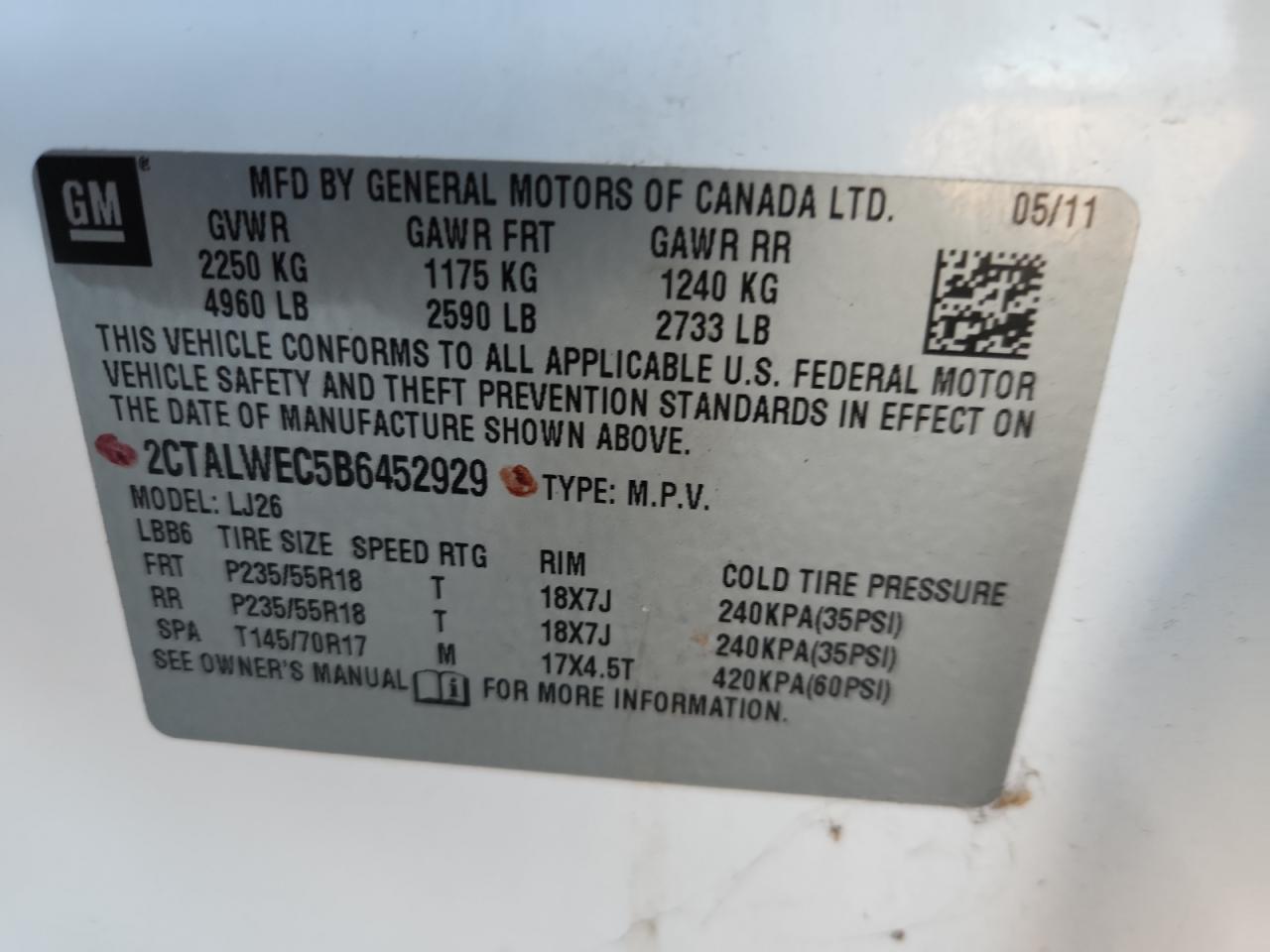 2011 GMC Terrain Slt VIN: 2CTALWEC5B6452929 Lot: 92794505