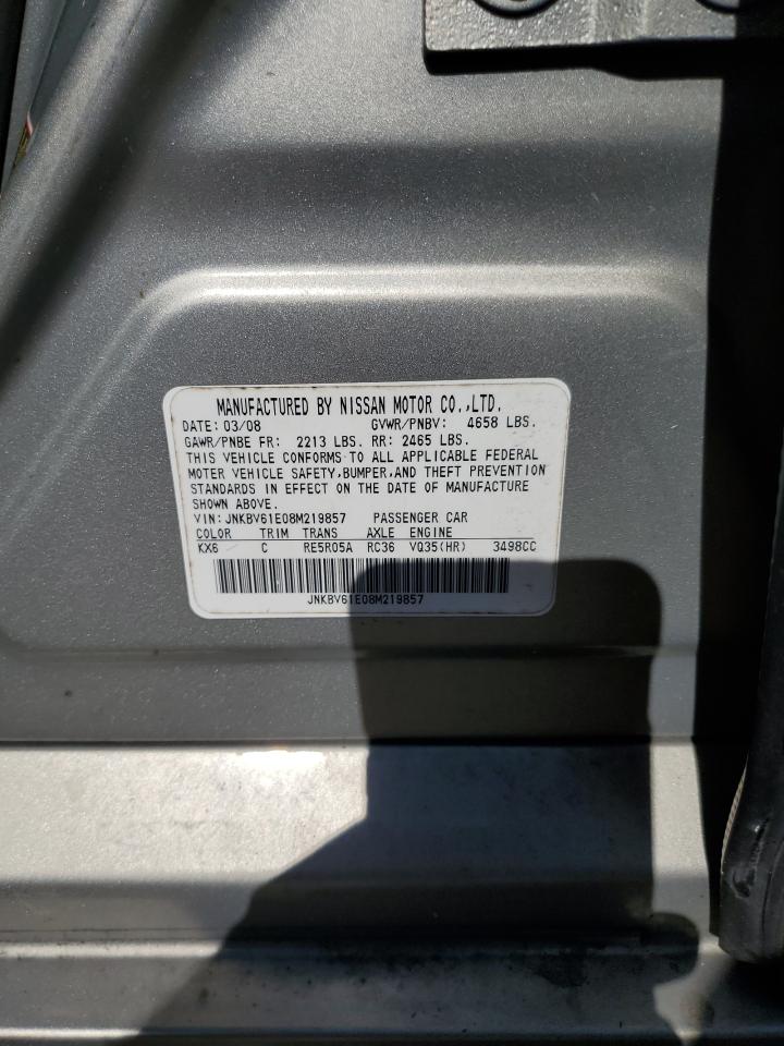 2008 Infiniti G35 VIN: JNKBV61E08M219857 Lot: 92224415