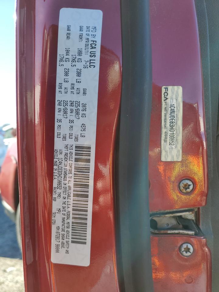 2017 Jeep Compass Latitude VIN: 1C4NJDEB3HD100652 Lot: 92799565