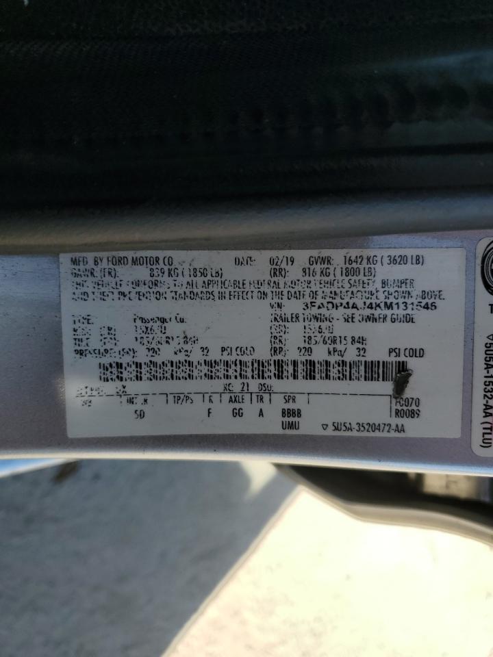 2019 Ford Fiesta S VIN: 3FADP4AJ4KM131546 Lot: 91224255