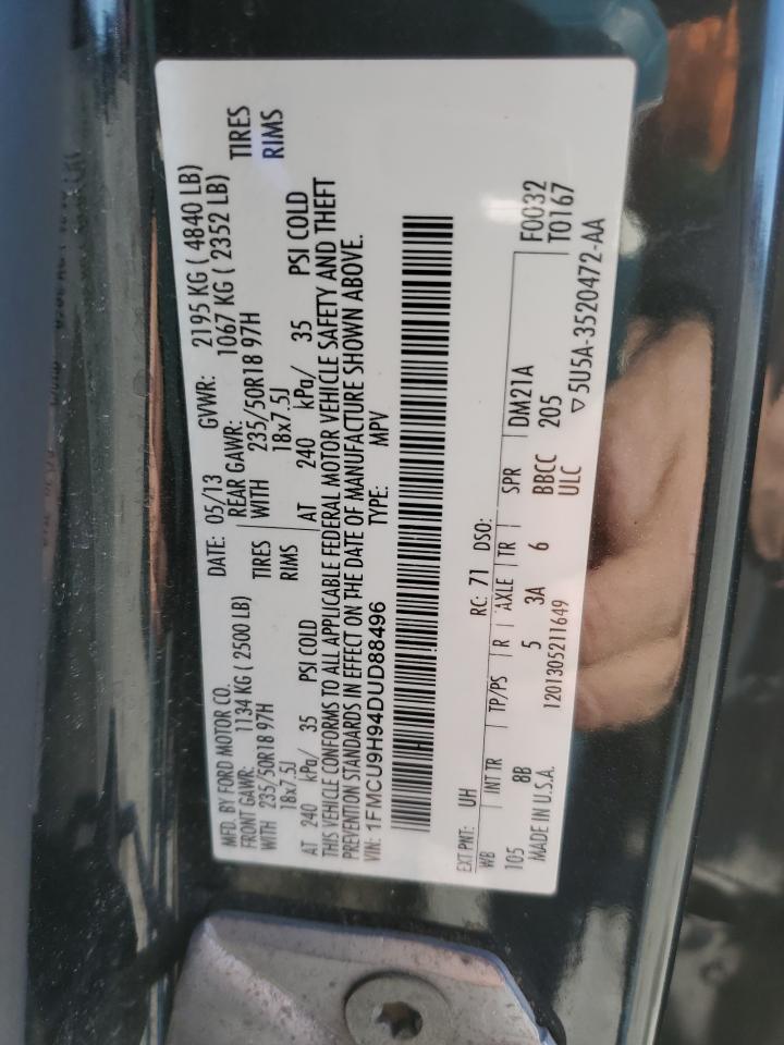 2013 Ford Escape Sel VIN: 1FMCU9H94DUD88496 Lot: 91987085