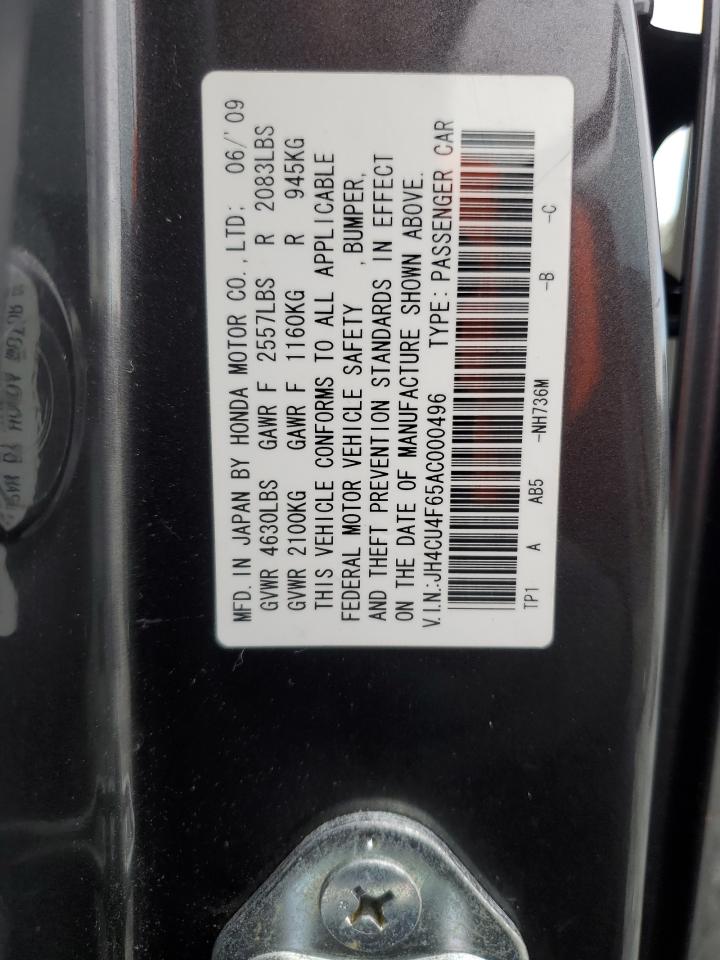 2010 Acura Tsx VIN: JH4CU4F65AC000496 Lot: 92288665