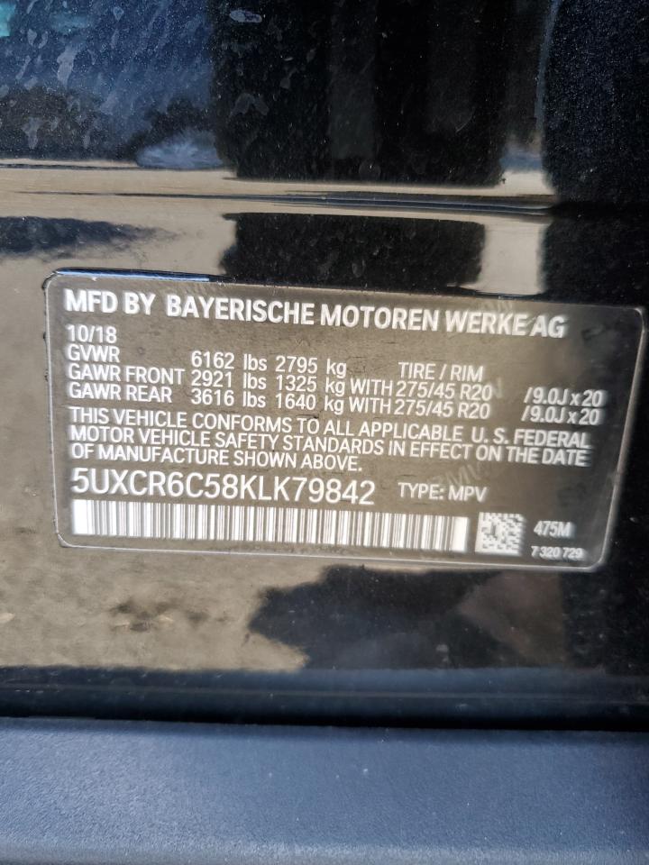 2019 BMW X5 xDrive40I VIN: 5UXCR6C58KLK79842 Lot: 91194735