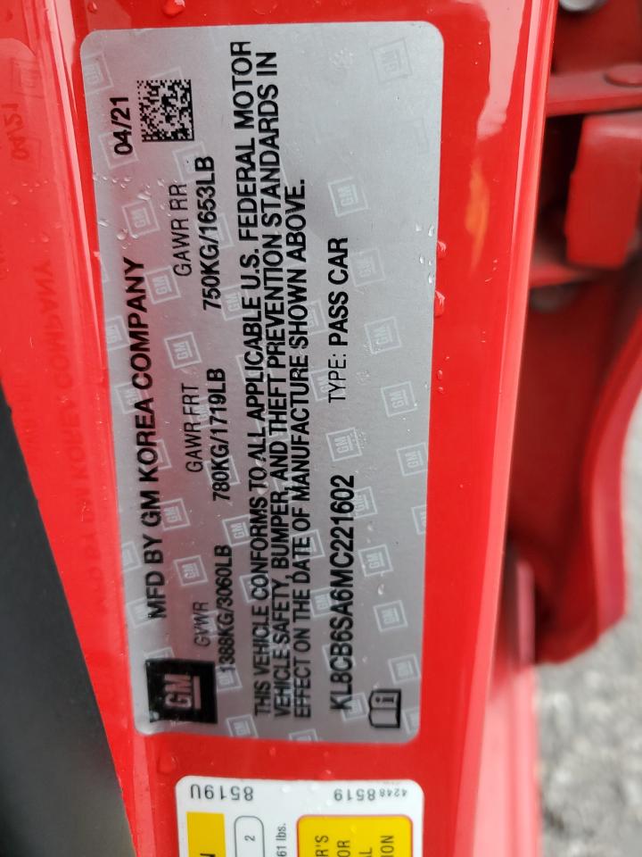 2021 Chevrolet Spark Ls VIN: KL8CB6SA6MC221602 Lot: 93871825