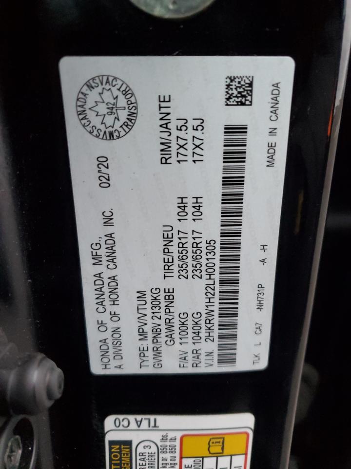 2020 Honda Cr-V Lx VIN: 2HKRW1H22LH001305 Lot: 92914215