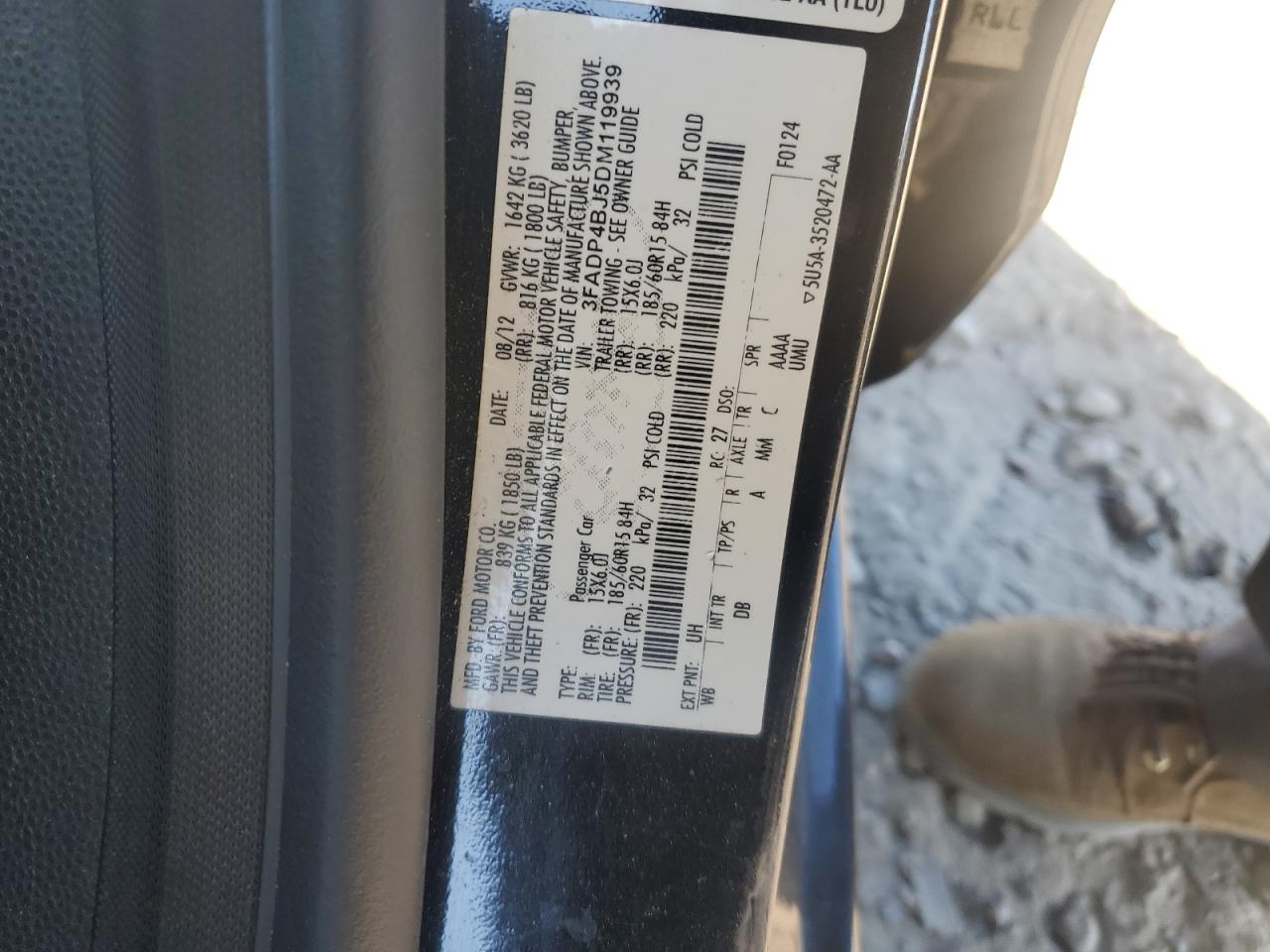 2013 Ford Fiesta Se VIN: 3FADP4BJ5DM119939 Lot: 91634885