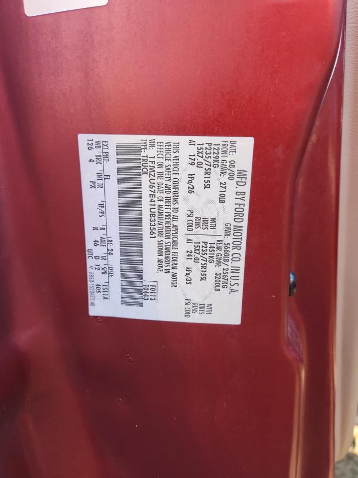 2001 Ford Explorer Sport Trac VIN: 1FMZU67E41UB33561 Lot: 90134475