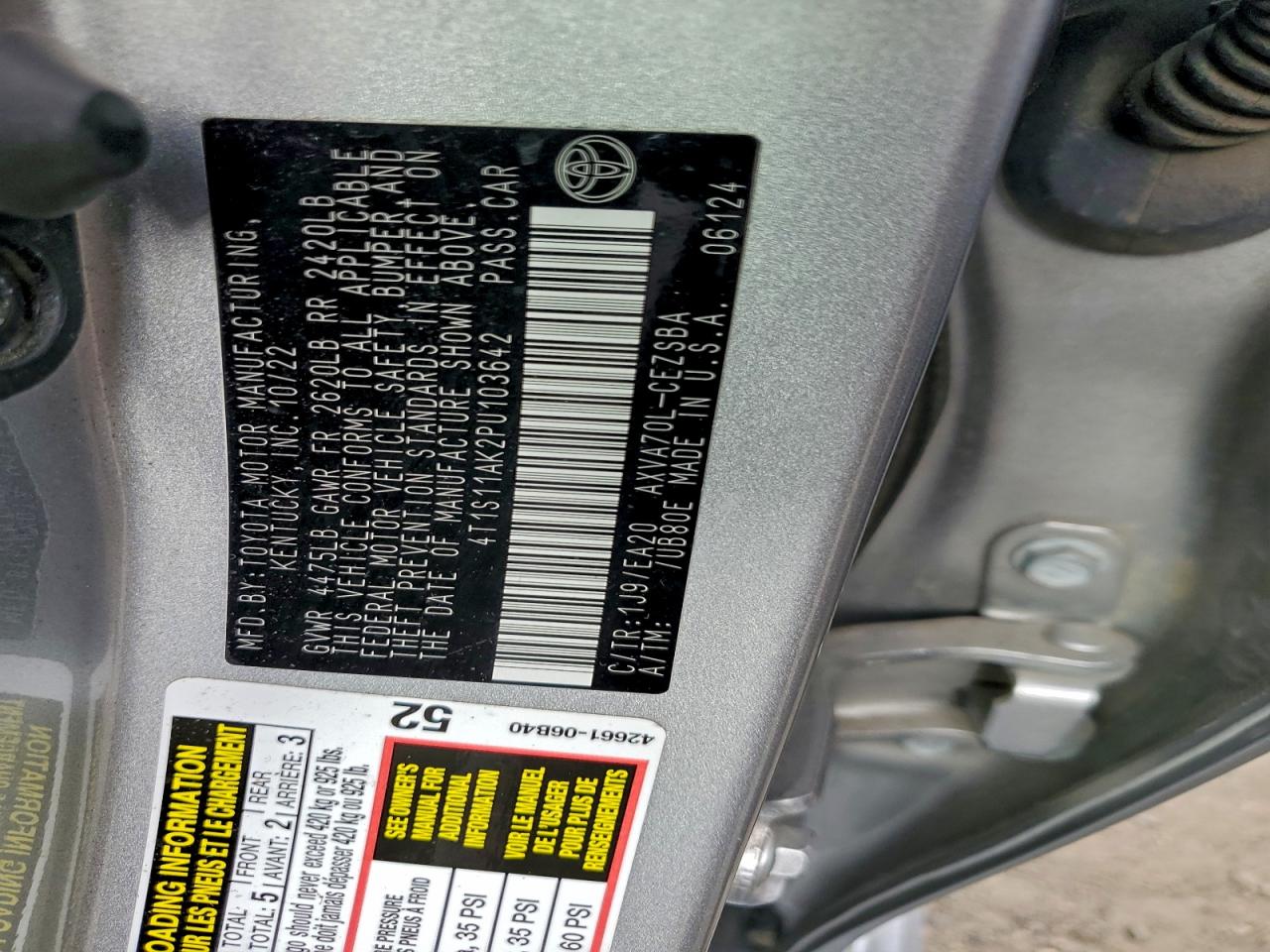 2023 Toyota Camry Se Night Shade VIN: 4T1S11AK2PU103642 Lot: 94056475