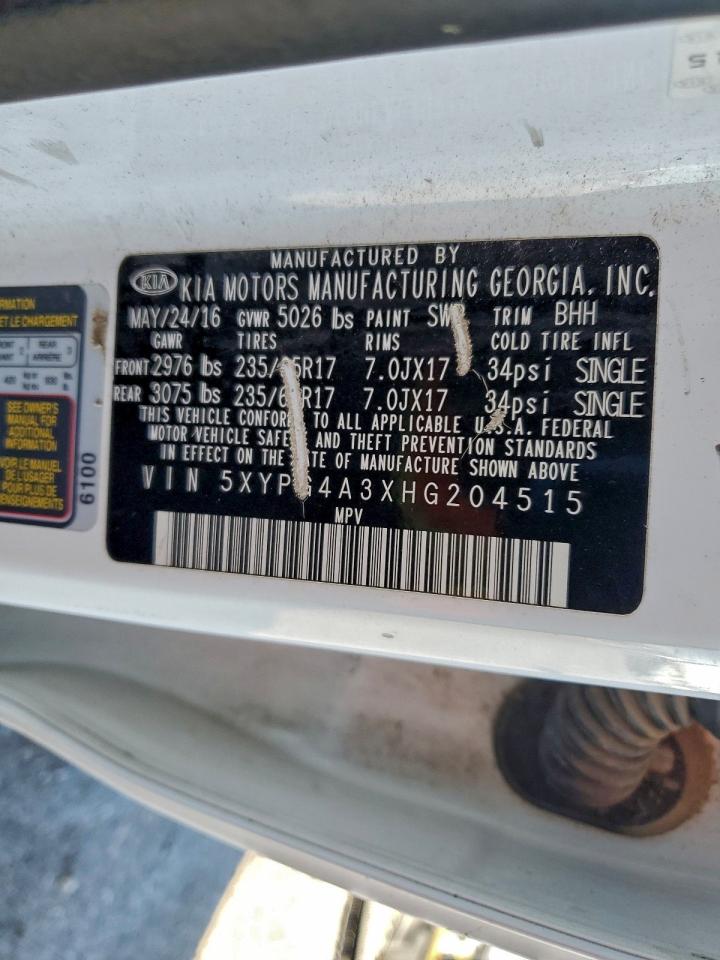 2017 Kia Sorento Lx VIN: 5XYPG4A3XHG204515 Lot: 94364445