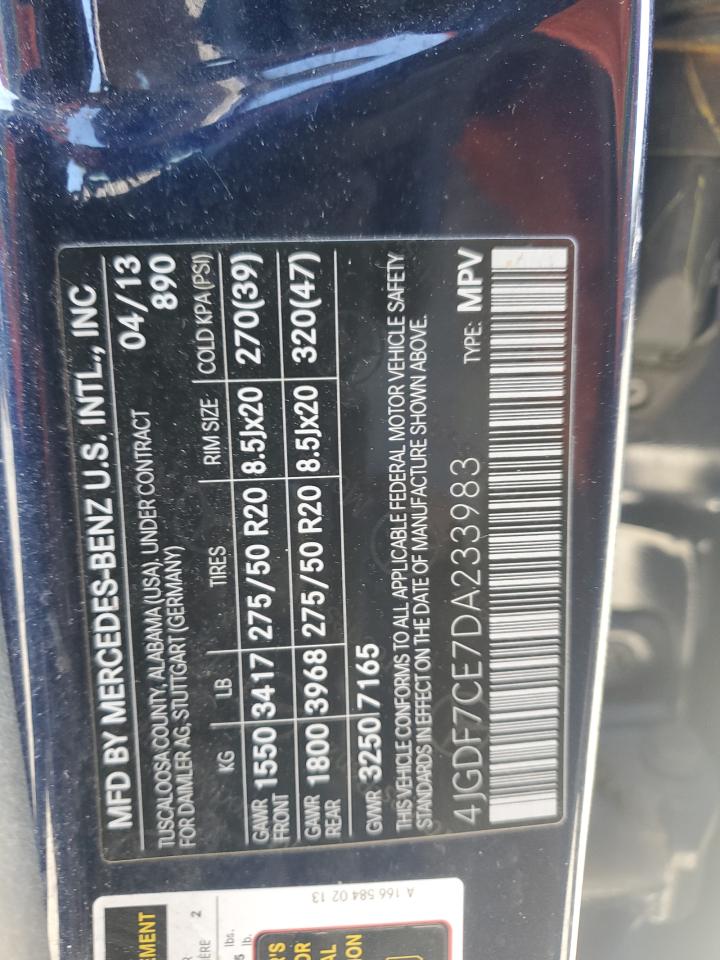 2013 Mercedes-Benz Gl 450 4Matic VIN: 4JGDF7CE7DA233983 Lot: 90241995