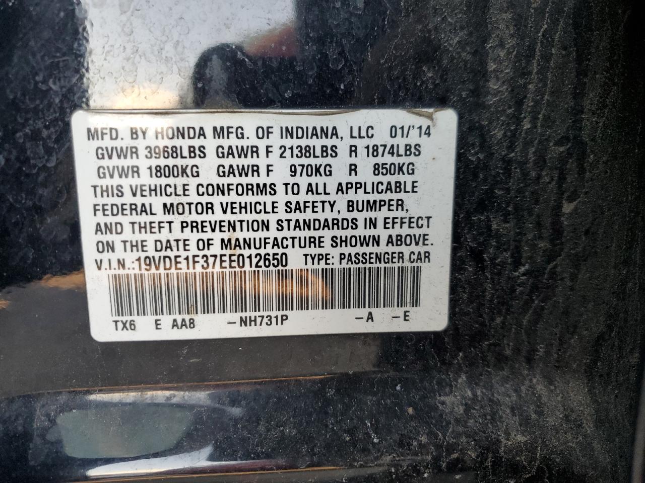 2014 Acura Ilx 20 VIN: 19VDE1F37EE012650 Lot: 93235865