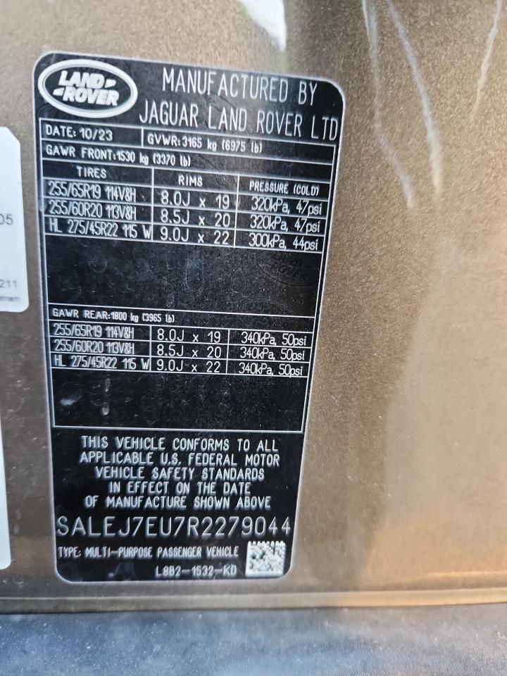 2024 Land Rover Defender 110 S VIN: SALEJ7EU7R2279044 Lot: 92500405