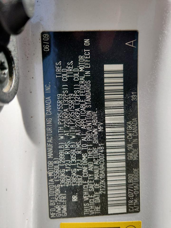 2010 Lexus Rx 350 VIN: 2T2ZK1BA9AC007481 Lot: 92920535