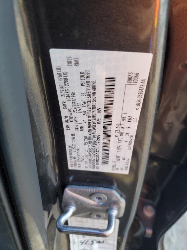 2018 Ford Escape Se VIN: 1FMCU0G97JUC20909 Lot: 90791765