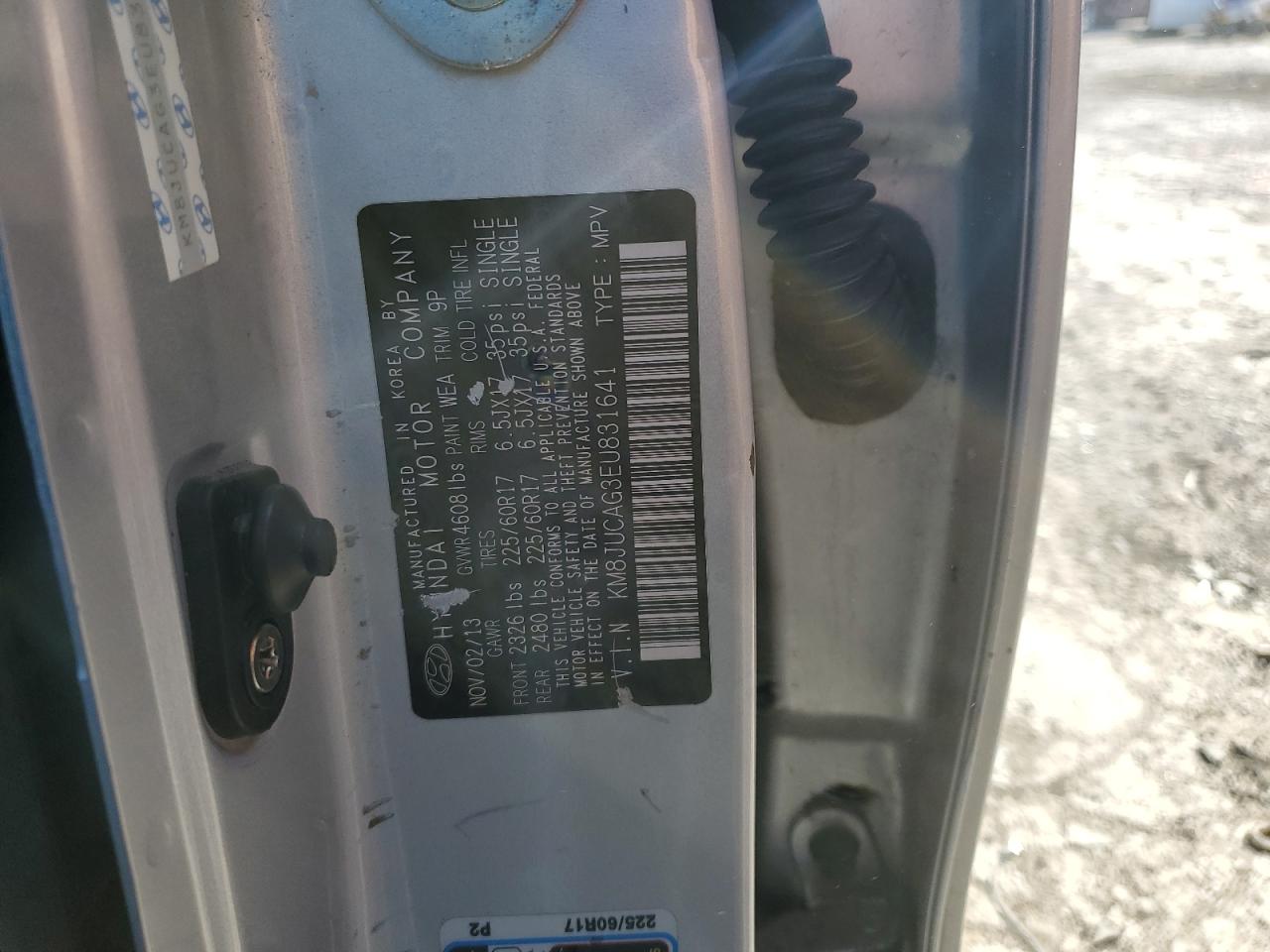 2014 Hyundai Tucson Gls VIN: KM8JUCAG3EU831641 Lot: 91467665