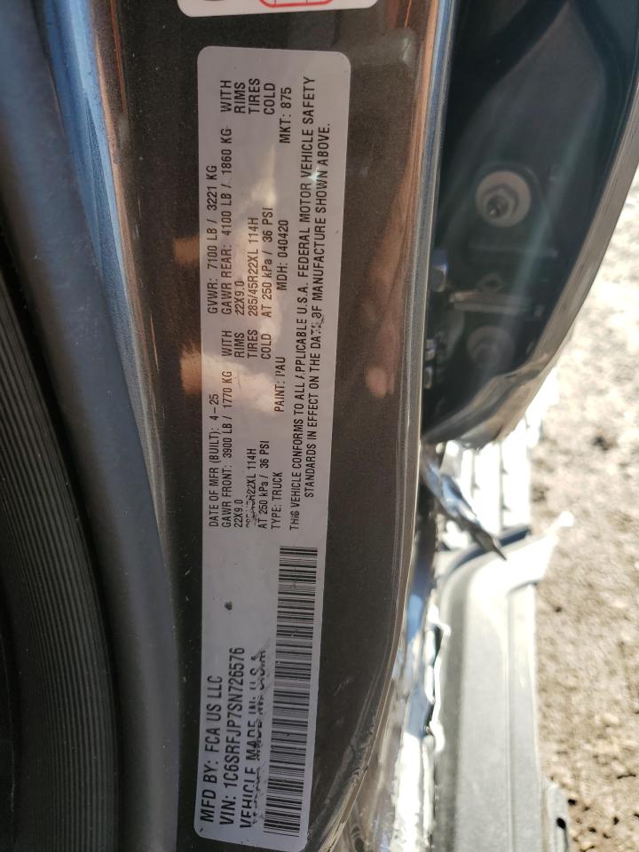 2025 Ram 1500 Laramie VIN: 1C6SRFJP7SN726576 Lot: 92864755