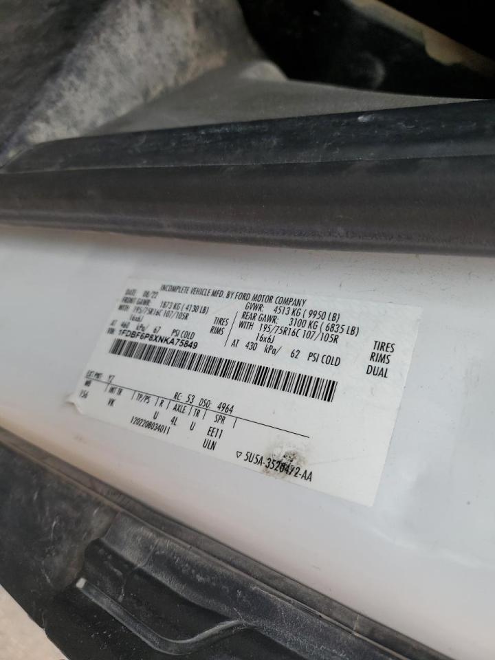 2022 Ford Transit Delivery Truck VIN: 1FDBF6P8XNKA75849 Lot: 85432345