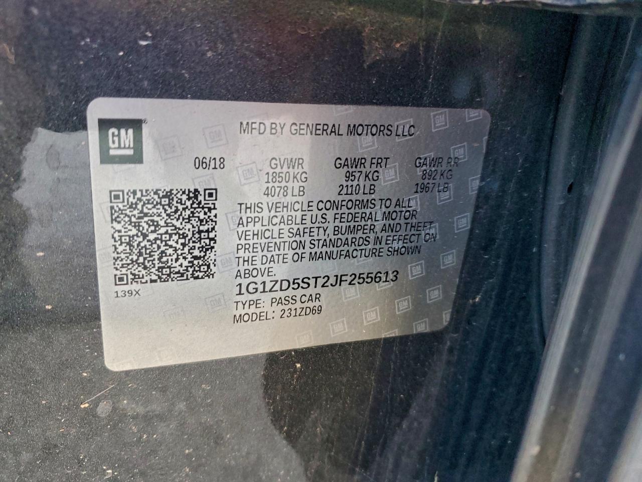 2018 Chevrolet Malibu Lt VIN: 1G1ZD5ST2JF255613 Lot: 94291565