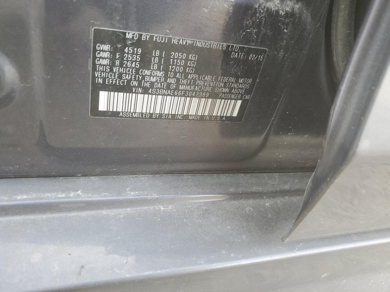 2015 Subaru Legacy 2.5I Premium VIN: 4S3BNAE66F3047389 Lot: 91528685