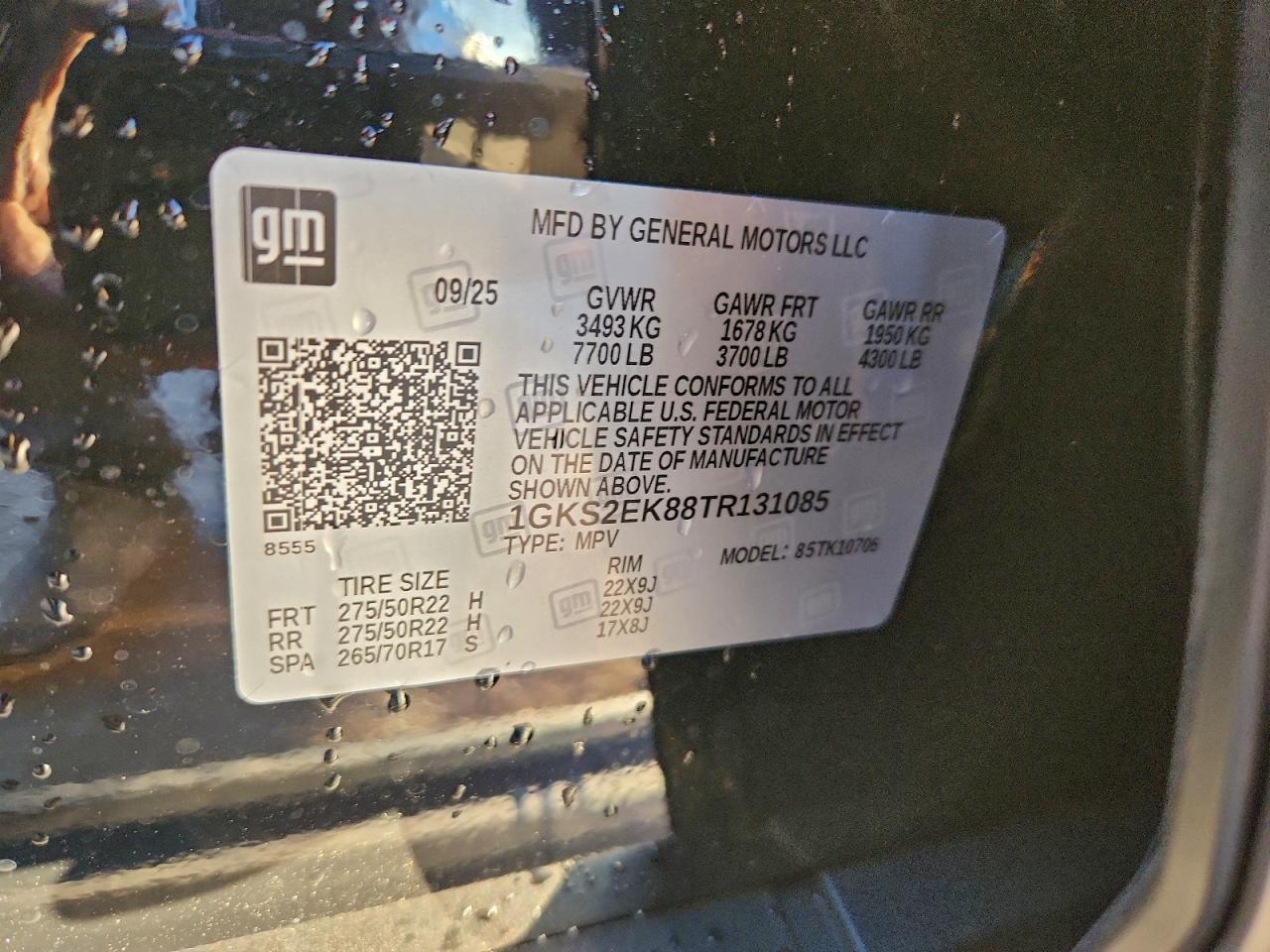 2026 GMC Yukon Denali Ultimate VIN: 1GKS2EK88TR131085 Lot: 94526415