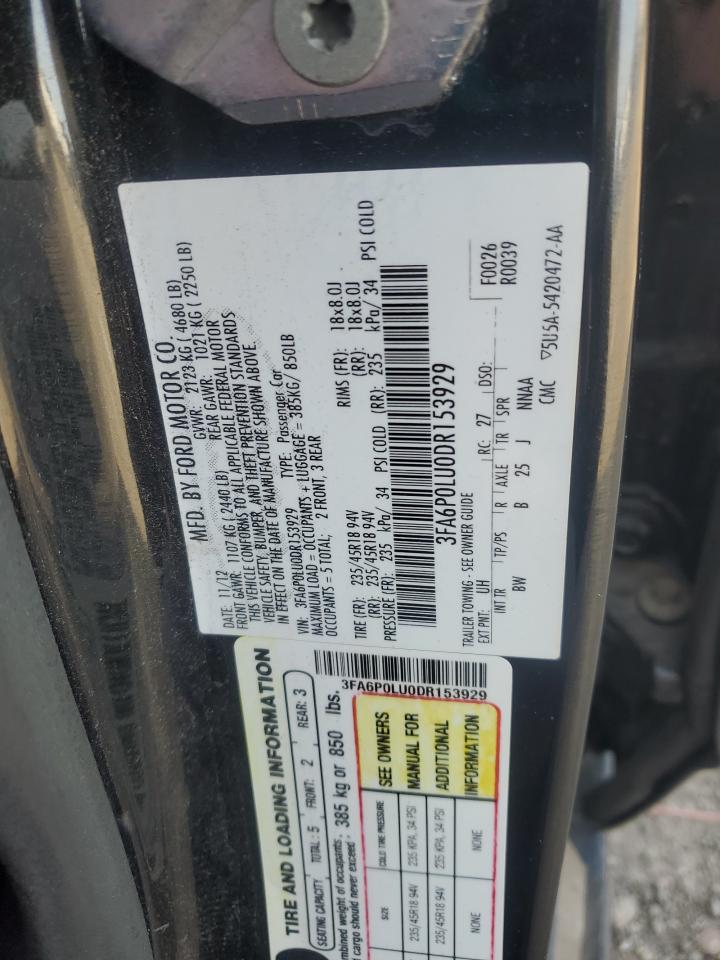 2013 Ford Fusion Se Hybrid VIN: 3FA6P0LU0DR153929 Lot: 91201585