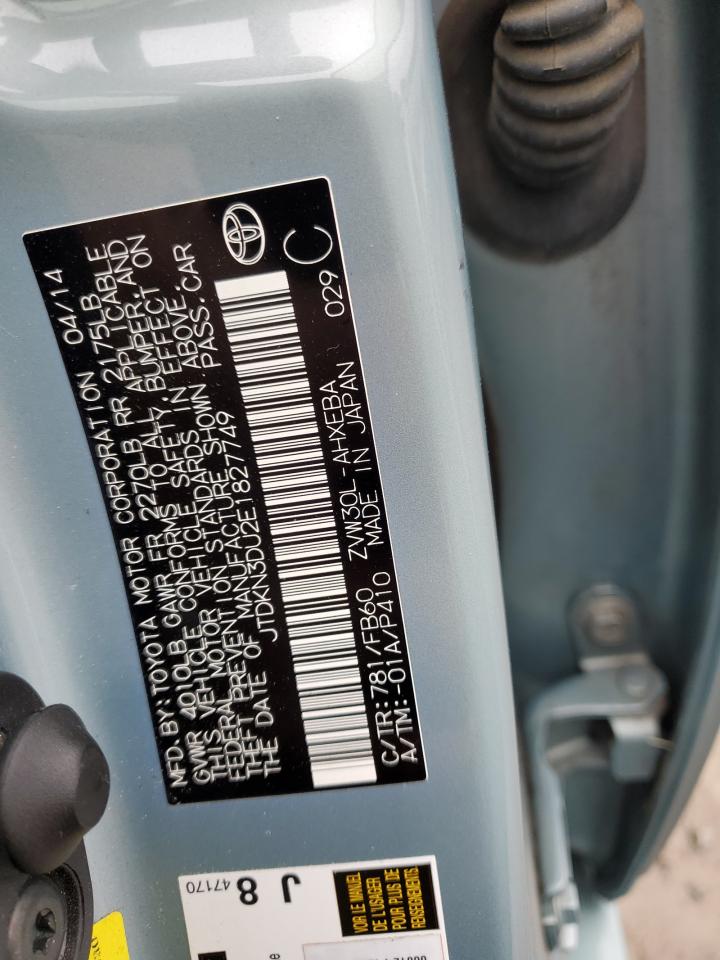 2014 Toyota Prius VIN: JTDKN3DU2E1827749 Lot: 93570725
